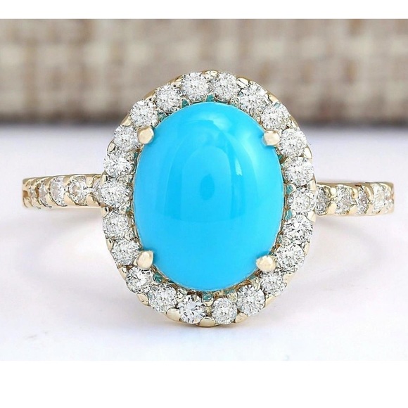 Diamond and Turquoise Ring - Picture 1 of 5